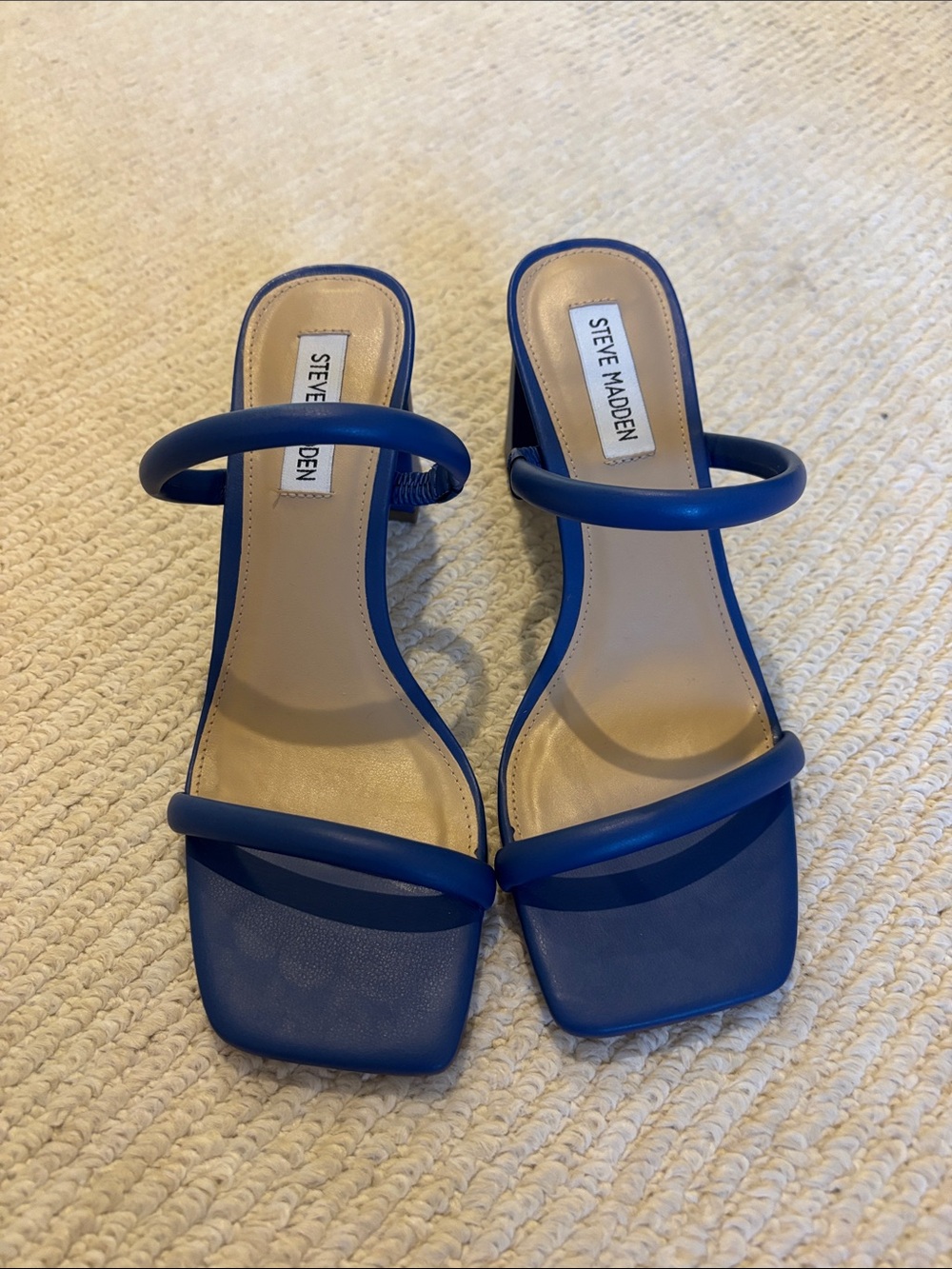 Steve Madden Royal Blue Double-Strap Square-Toe Heels